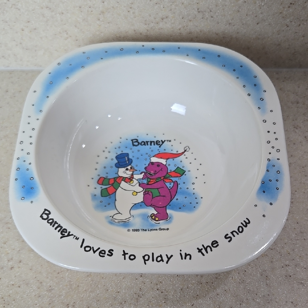 Vintage 1993 Barney Plastic Bowl
